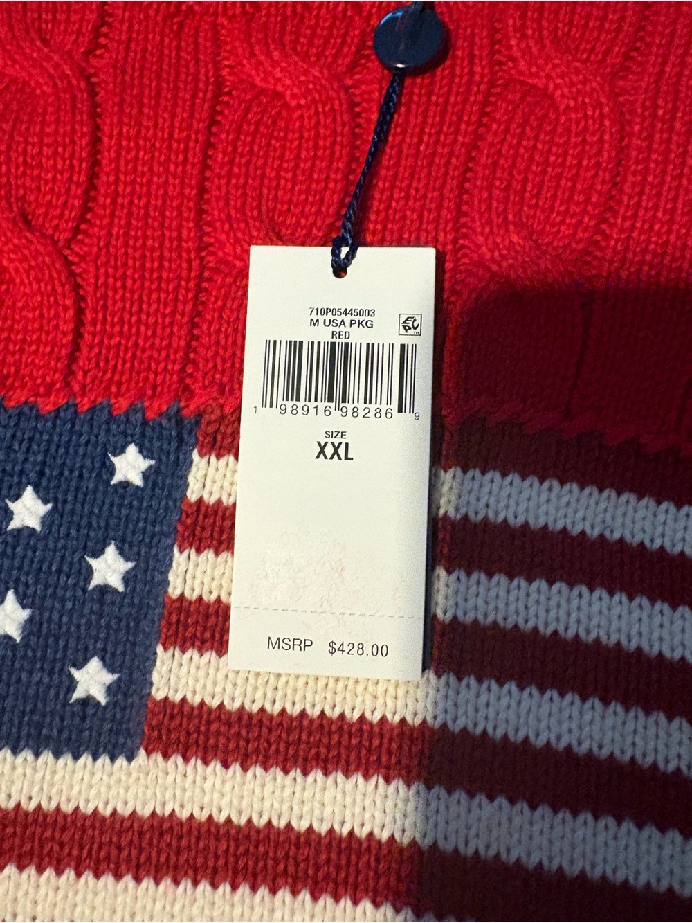 Polo by Ralph Lauren Limited Edition Men’s Size XXL Red US flag Knit Sweater NWT - Picture 4 of 12